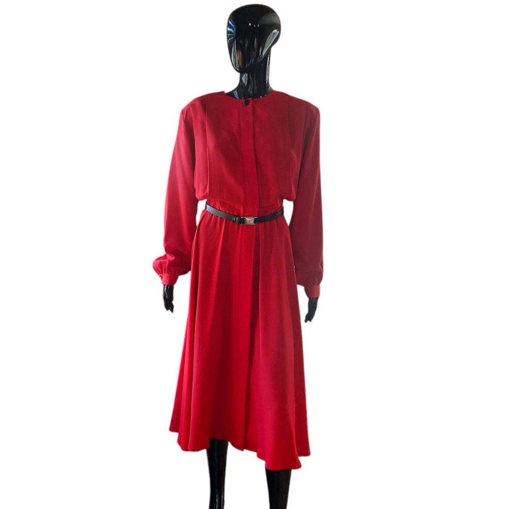 Vintage 80s 90s Andrea Gayle Collections Red Dress with Long Sleeves | Size 20
